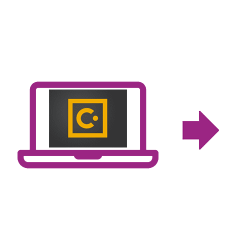 Icono púrpura computadora